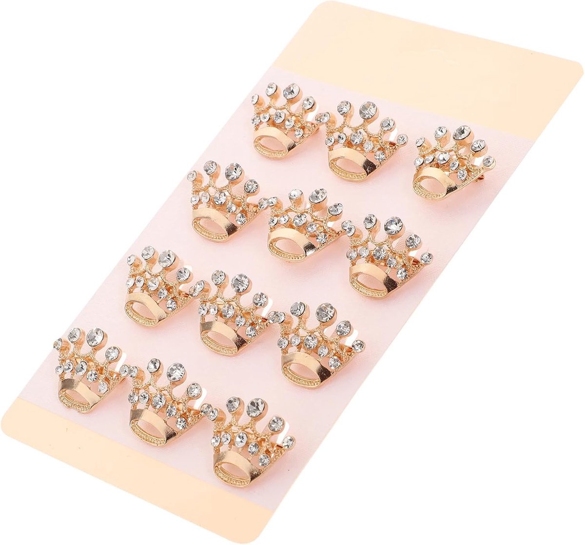 Broches voor dames in kroonvorm - 12 stuks koninklijke kroonnaalden als charme voor sjerp en accessoires - met strass bezette koningskroonbroches, golden, legering