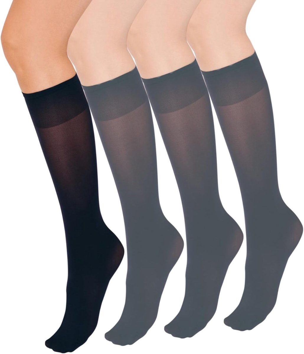Kniekousen voor dames, elastische en duurzame sokken, zacht, veelzijdig, robuust en elegant, gemaakt in Italië, 89% polyamide, 11% elastaan