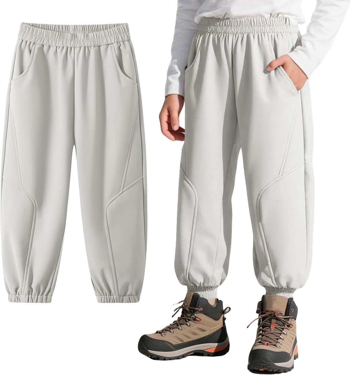 jongens softshellbroek met fleecevoering Kinder winter waterdicht winddicht wandelbroek Licht Warm Elastische tailleband Trekkingbroek Thermobroek Outdoorbroek Sport Modderbroek, maat 116-164