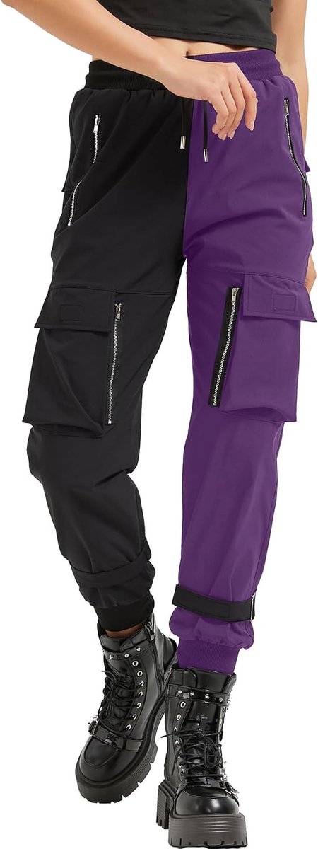 cargobroek voor dames, losse broek met meerdere zakken, multi-rits, punk, gothic broek