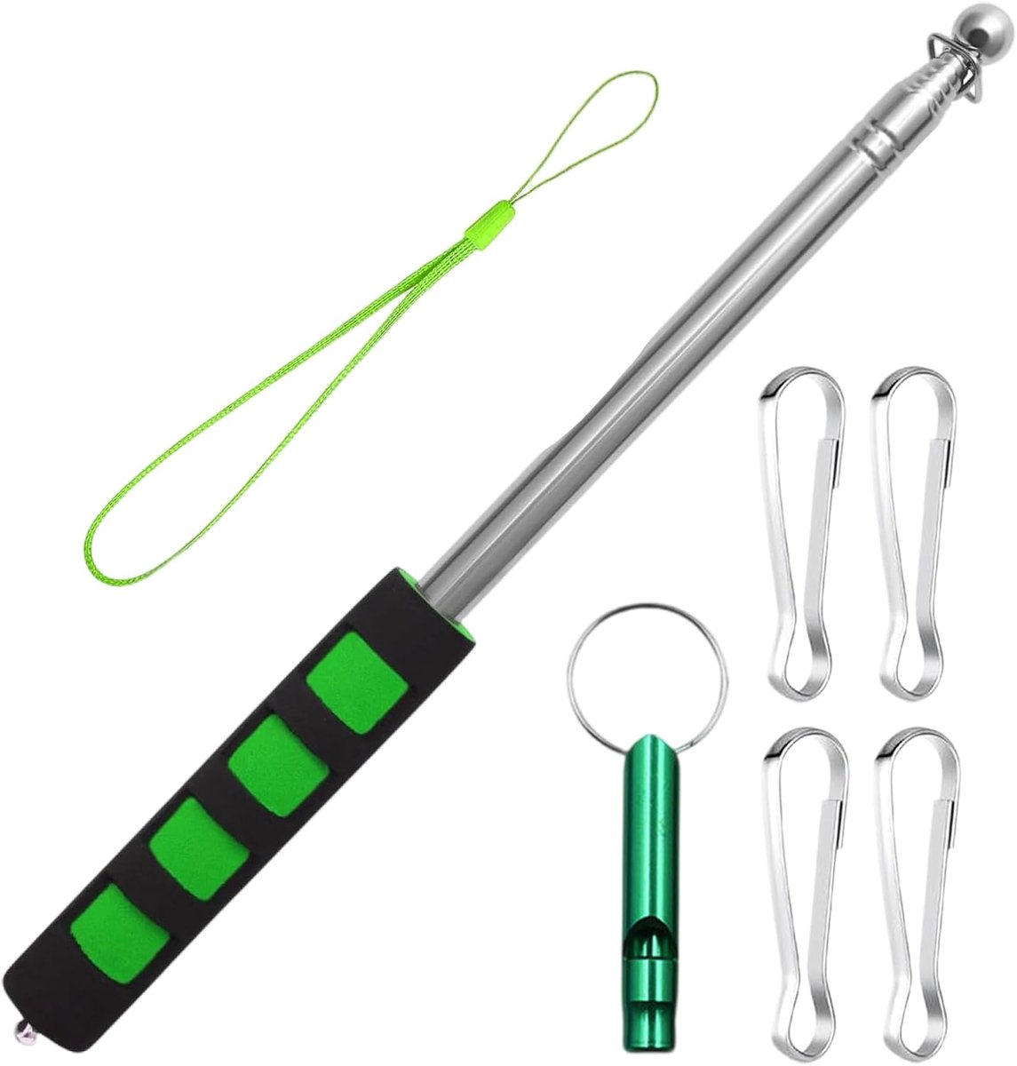 telescoopstang met 4 clips (2.5m, Groen)