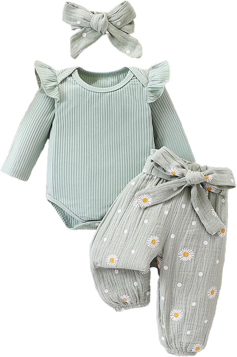 baby meisjes kleding lange mouwen ruches romper konijn bloemenprint broek schattige hoofdband