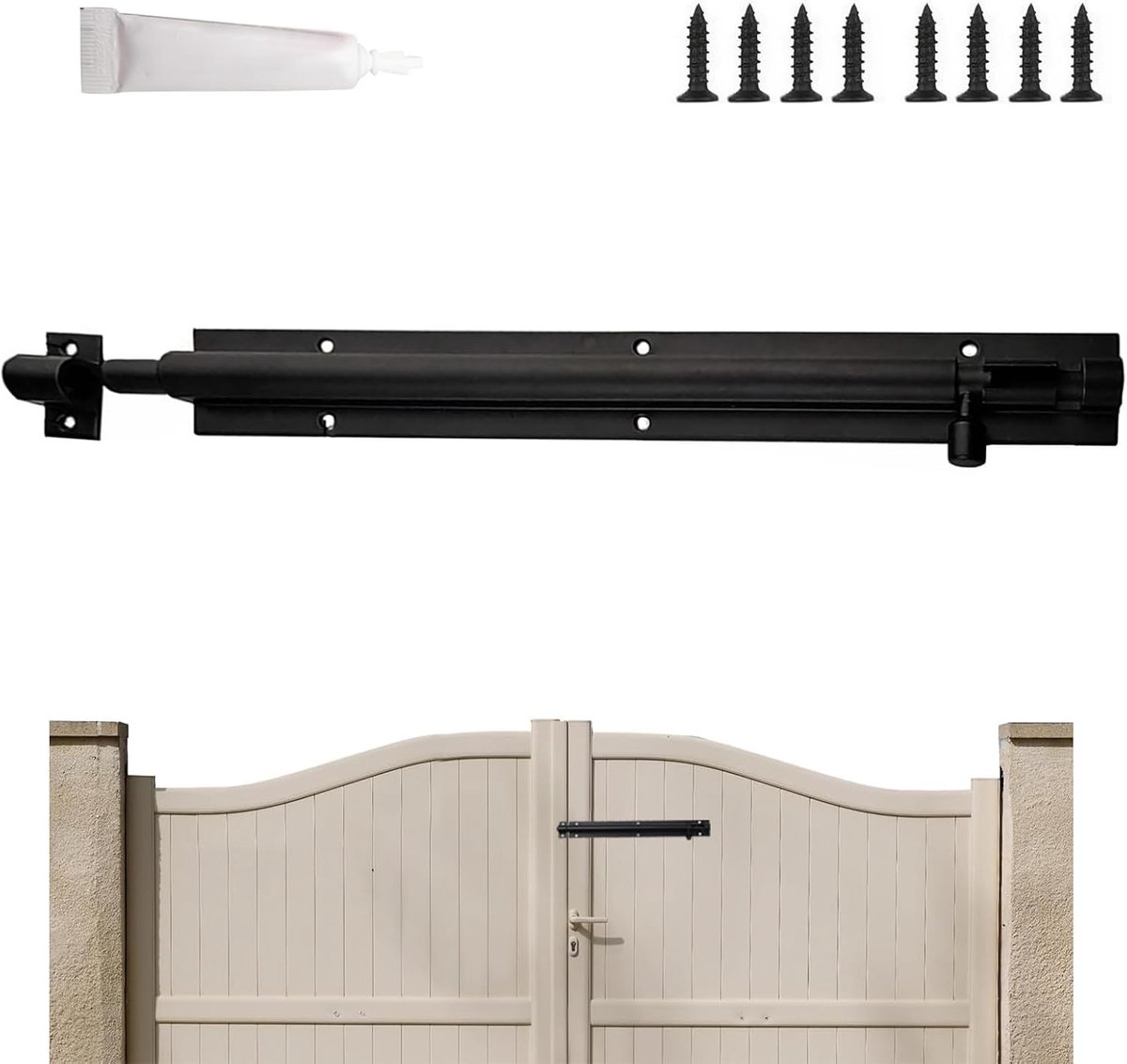 Veilige Aluminium Sliding Lock van 21.3 cm - Stevige Deurslot voor Deuren en Ramen - Inclusief Schroeven en Lijm - Geschikt voor Thuis, Kantoor en Balkon