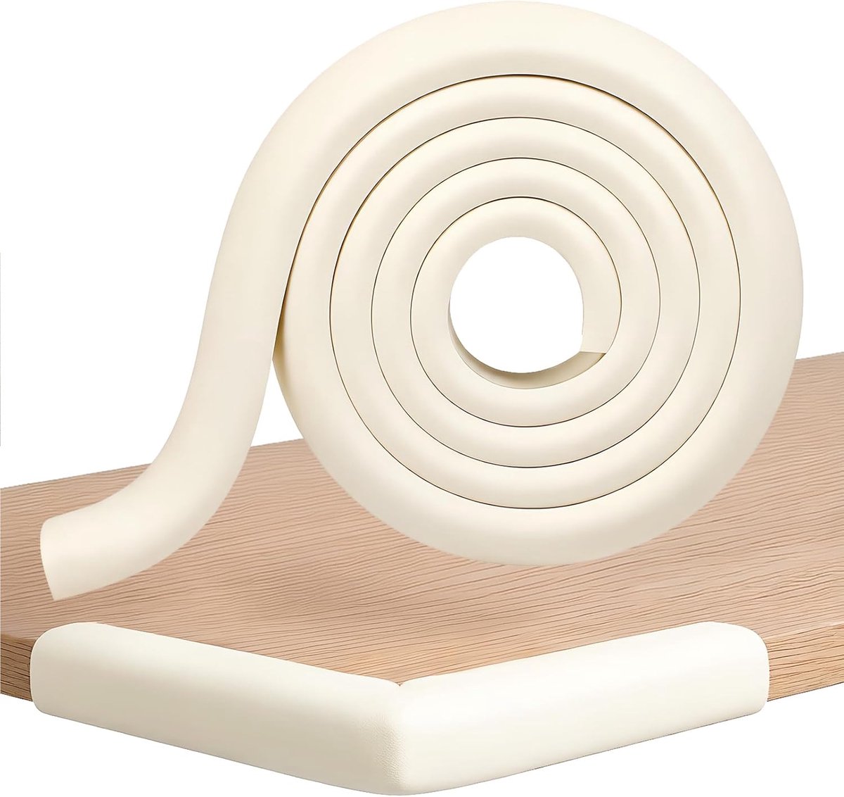 2,5 m dikke L-type schuimrubberen randbescherming, zelfklevende kinderhoekbescherming voor tafel, bureau, keuken, kinderkamer, wandplafonds en open haard, wit
