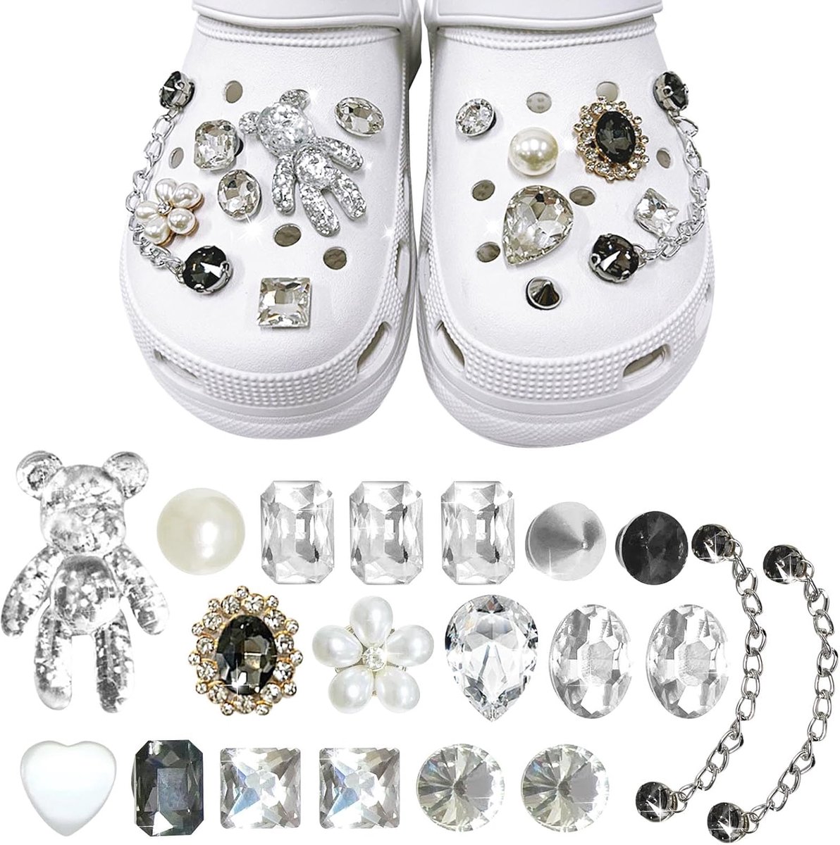 20 STKS Schoen Accessoires, Schoen Charm Decoratieve, Crystal Diamond Schoen Gesp, Ketting Schoen Accessoire, DIY Schoen Accessoire Creatieve Accessoire, Slippers, Sandalen, Hars