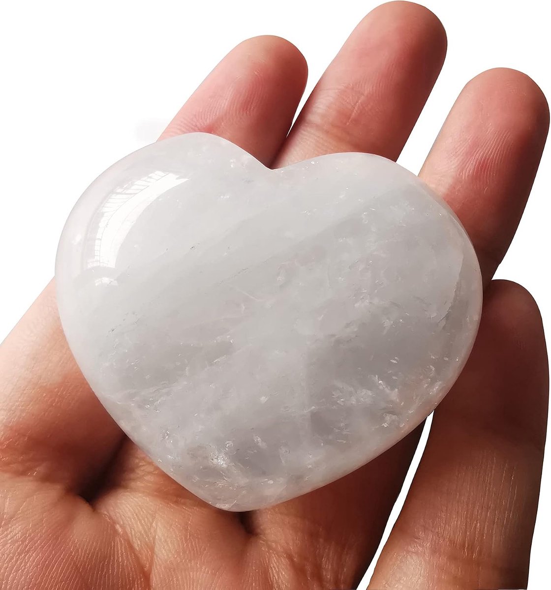 wit kwarts hart liefde hand gesneden palm stenen chakra energie kristal helende steen decoratie, 45 mm