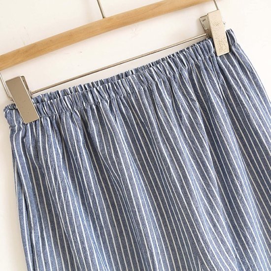 Traditionele Japanse pyjama, stijlvolle katoenen badjas kimono pyjama vrijetijdskleding voor mannen en vrouwen, blauw gestreept, Meerkleurig, M — afbeelding 3