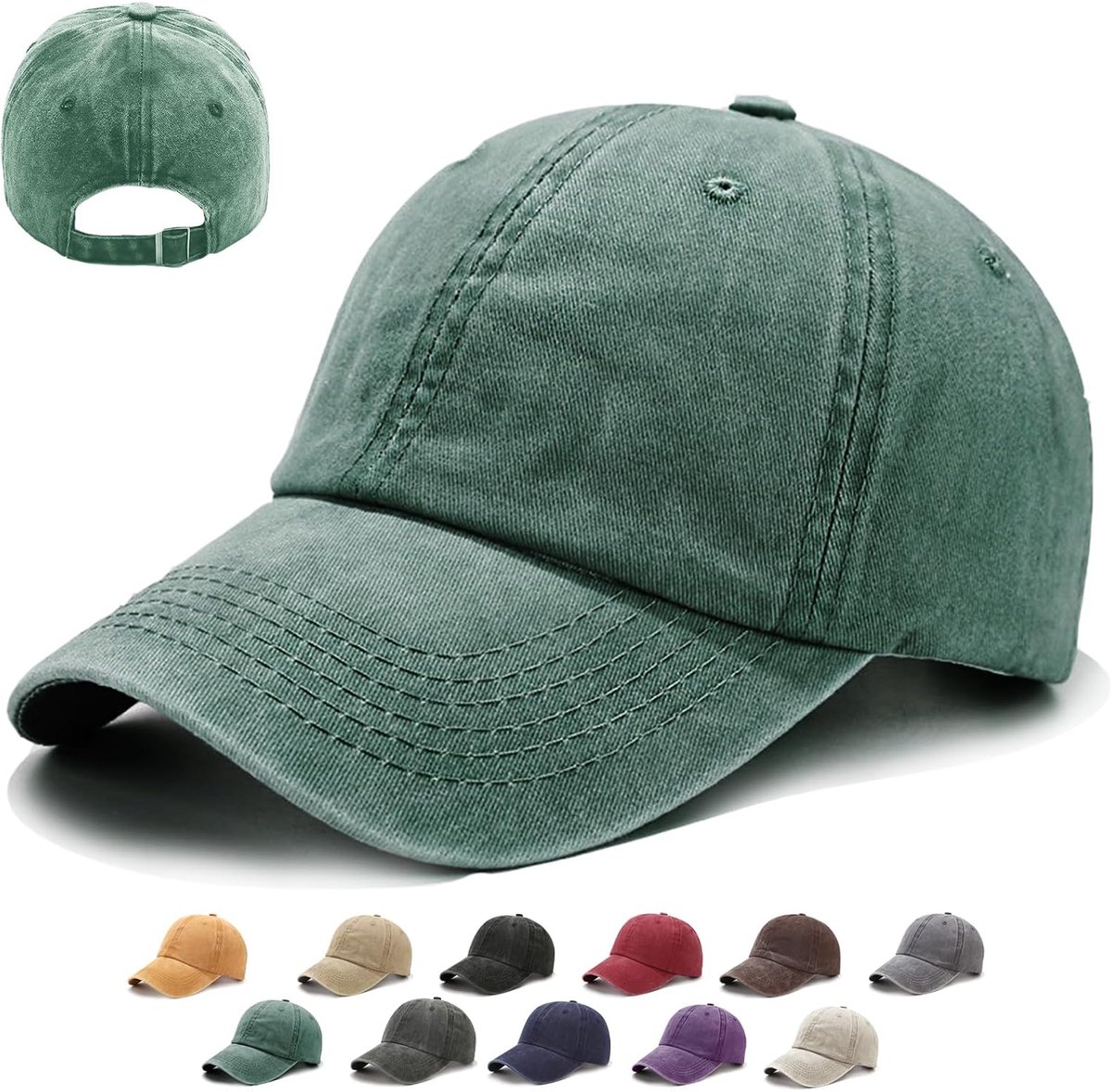 Baseballpet voor dames en heren, 1/2 stuks, eenheidsmaat, metalen sluiting, verstelbaar, 14 kleuren, vintage baseballcap, retro schildmuts, uv-bescherming, outdoor, reizen, vissen