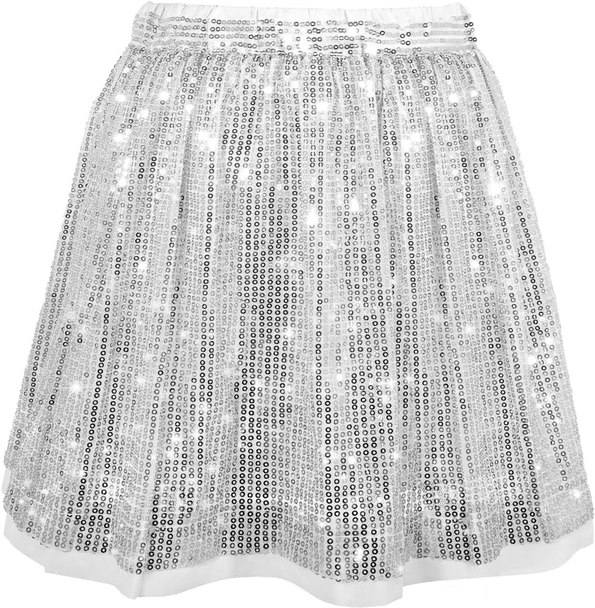Paillettenrok voor meisjes, glanzend, met elastische taille, prinsessenrok met glitter voor feestjes