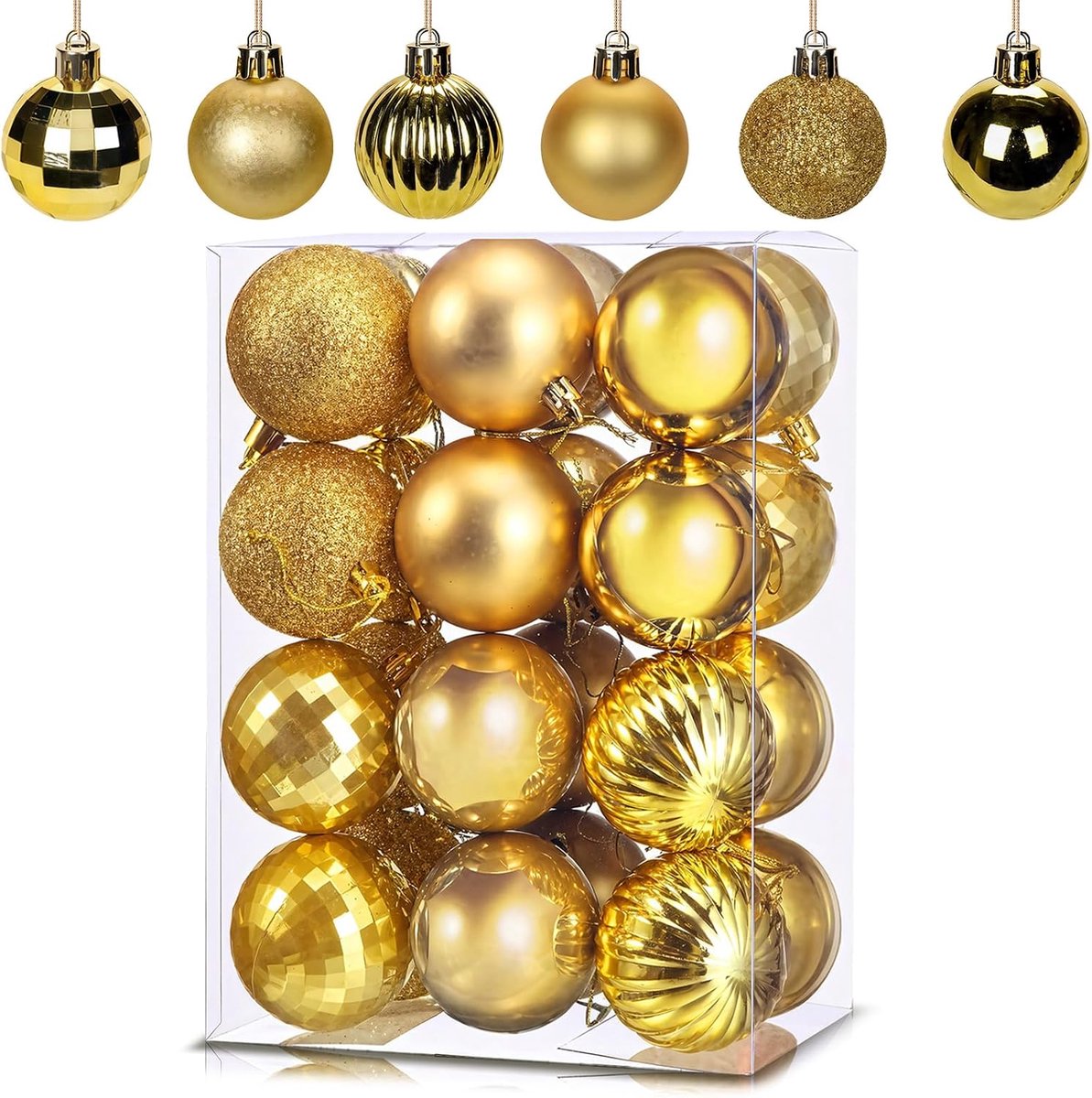 Kerstboomballen Decoraties Kerstbal Ornamenten (Goud, 60mm/2.36inch)
