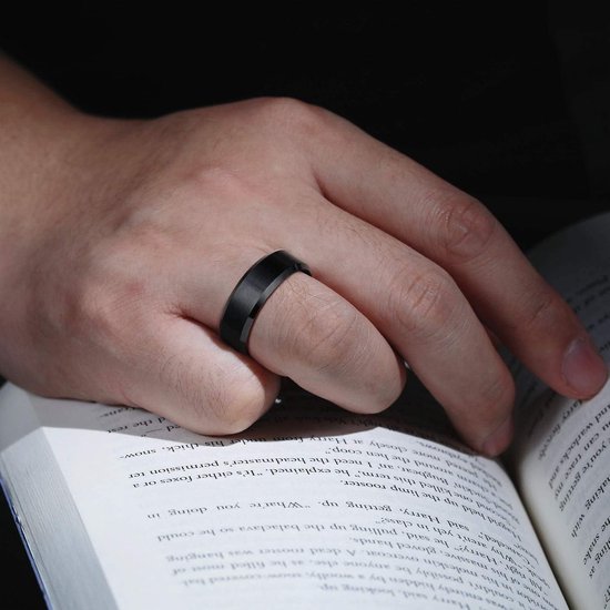 Ring, voor dames en heren, wolfraamcarbide, geborsteld zwart, verlovingsring of trouwring — afbeelding 3