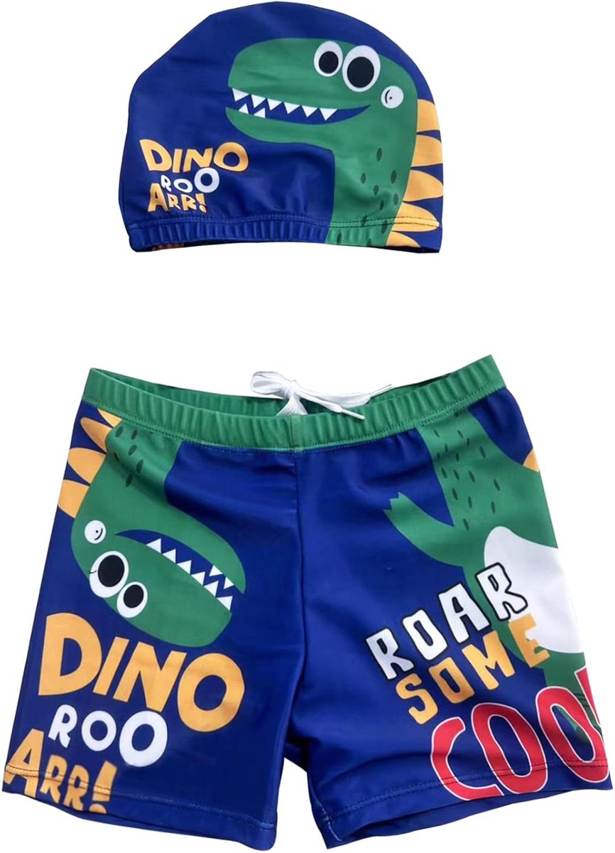 Zwembroek kind jongens, zwemshort voor kinderen van 6-11 jaar, zwembroek en badmuts set