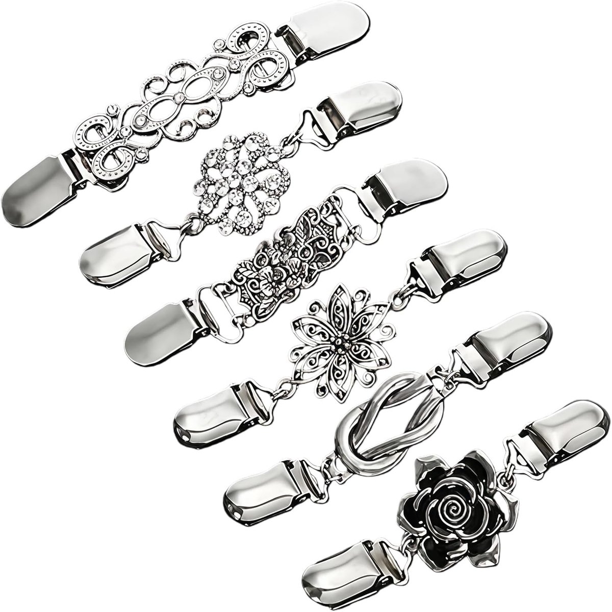 Broches dames set 6 stuks vintage speldjes retro trui clips sieraden bloemen design elegant zilverkleurig ideaal voor sjaals jassen kleding decoratie