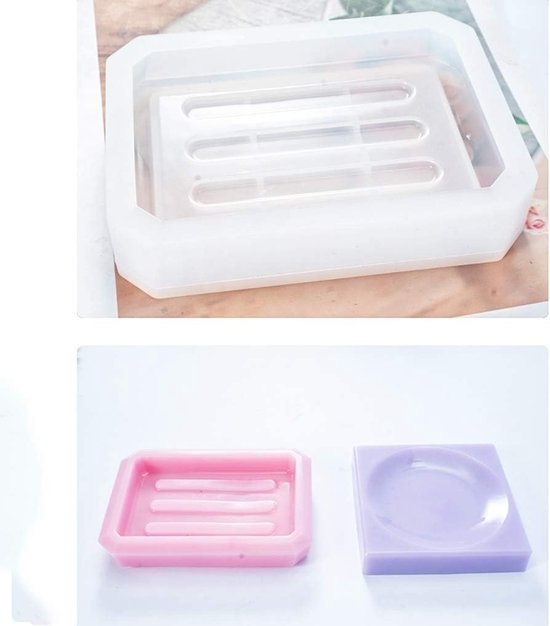 Mallen Soap Dish Resin Mold Dienblad Siliconen Mal Schotel Epoxy Gietvorm voor Opslag Sponzen Oorbel Houder Plaat — afbeelding 4