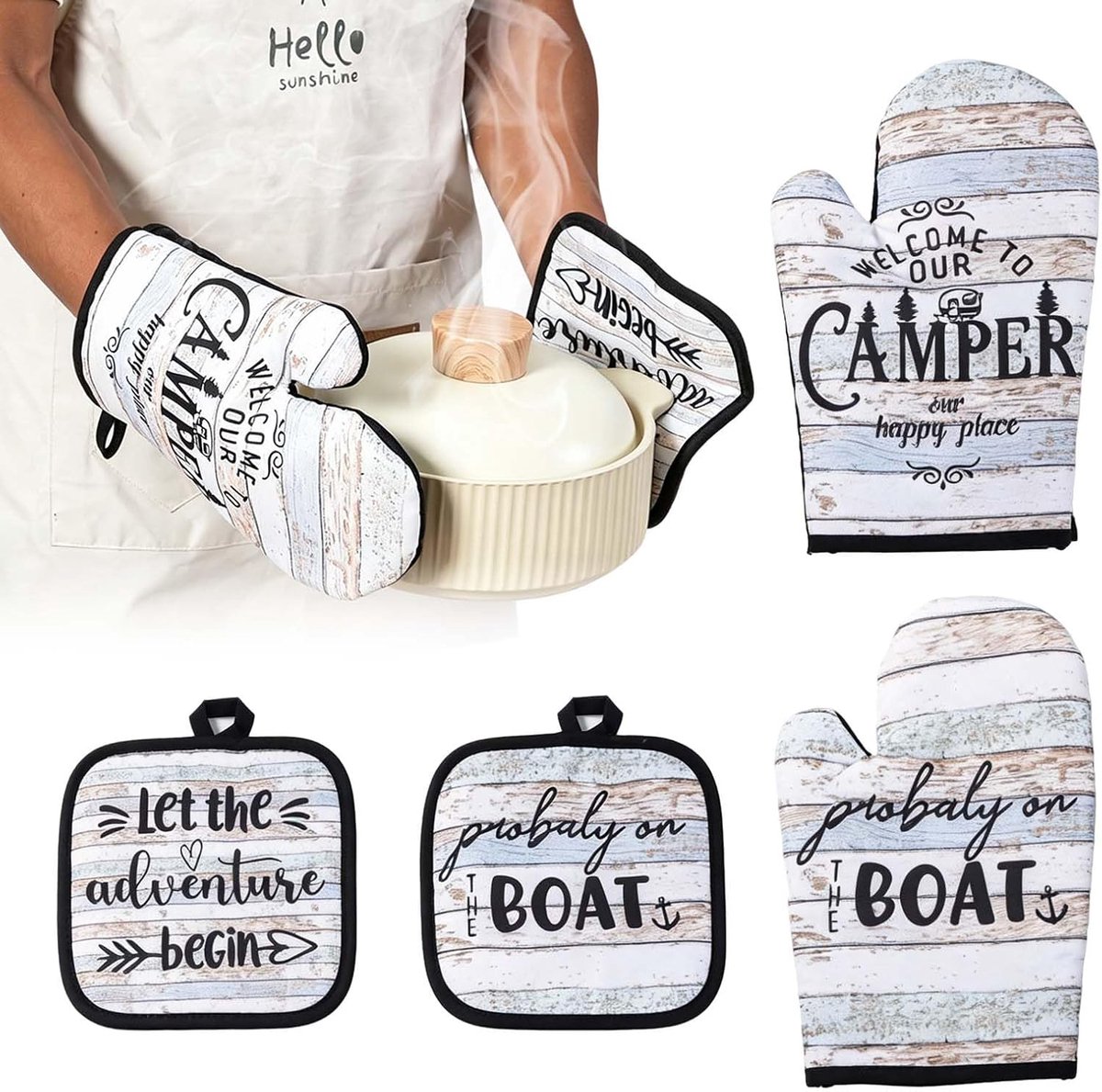 Ovenhandschoenen pannenlappen set 4-delig