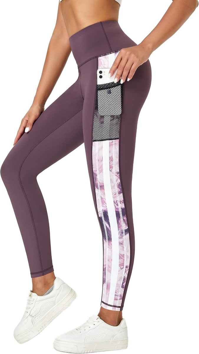 Dameslegging met zakken, ondoorzichtige sportlegging voor dames, lange fitnessbroek, hardloopbroek, sportbroek voor dames