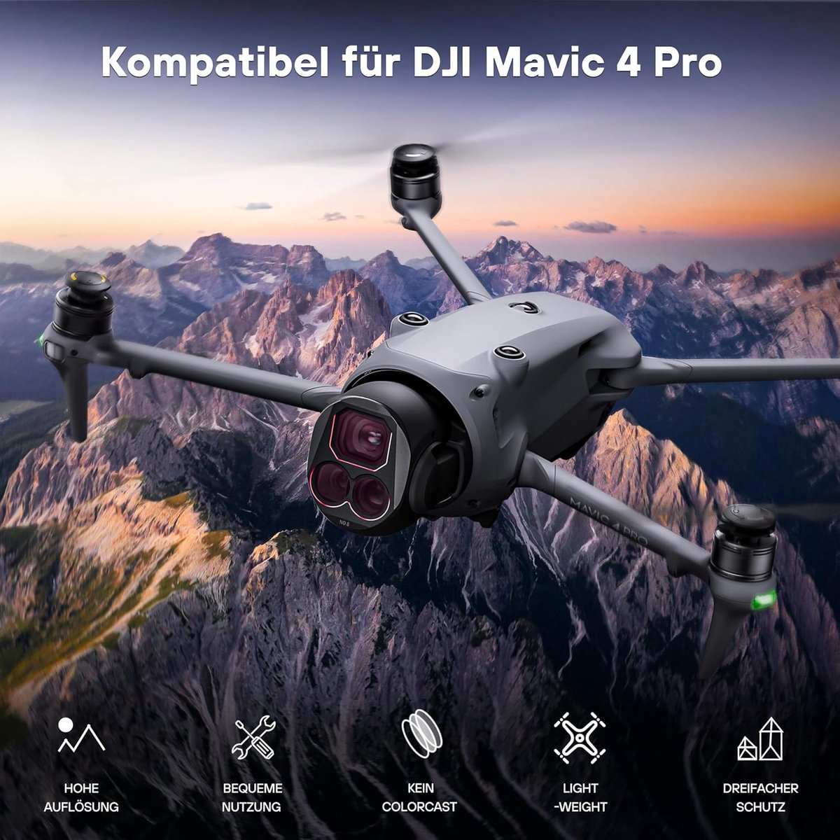 4 Pro filterset voor DJI Mavic 4 Pro filteraccessoires, ND8 / ND32 / ND64 / CPL drone-lensfilter, meervoudig gecoat optisch HD-glas, verpakking van 4 stuks – foto 2