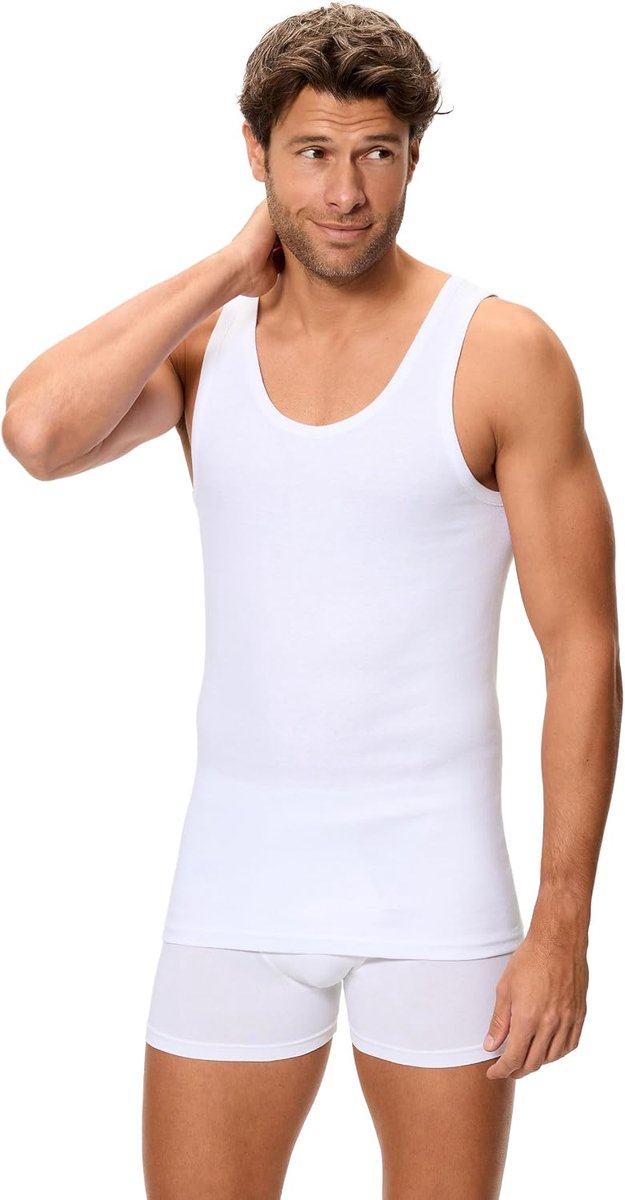 1 x tanktop voor heren van 100% katoen, Wit, XL