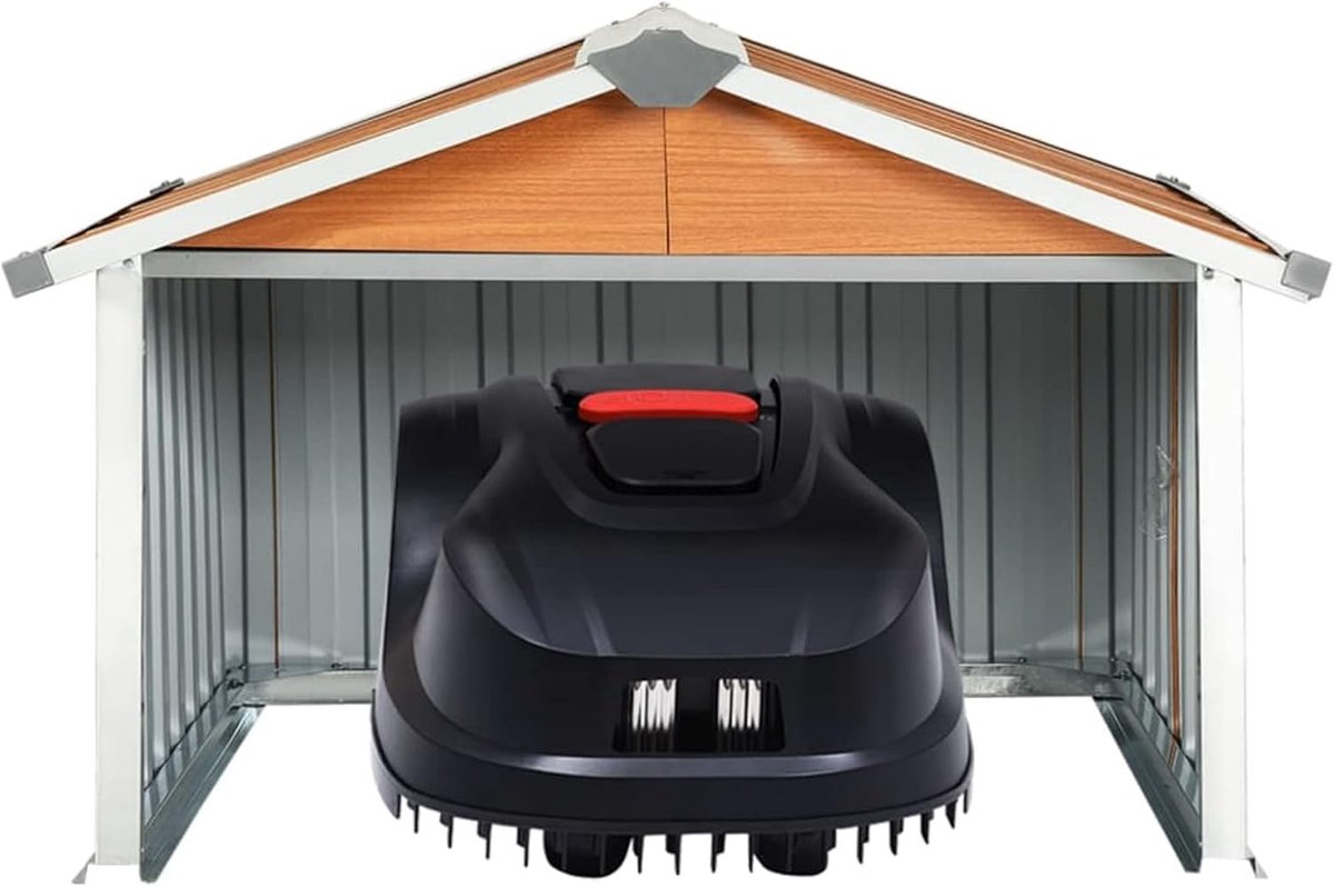 Garage robotmaaier grasmaaier verzinkt staal 92 x 97 x 63 cm (B x D x H) bruin