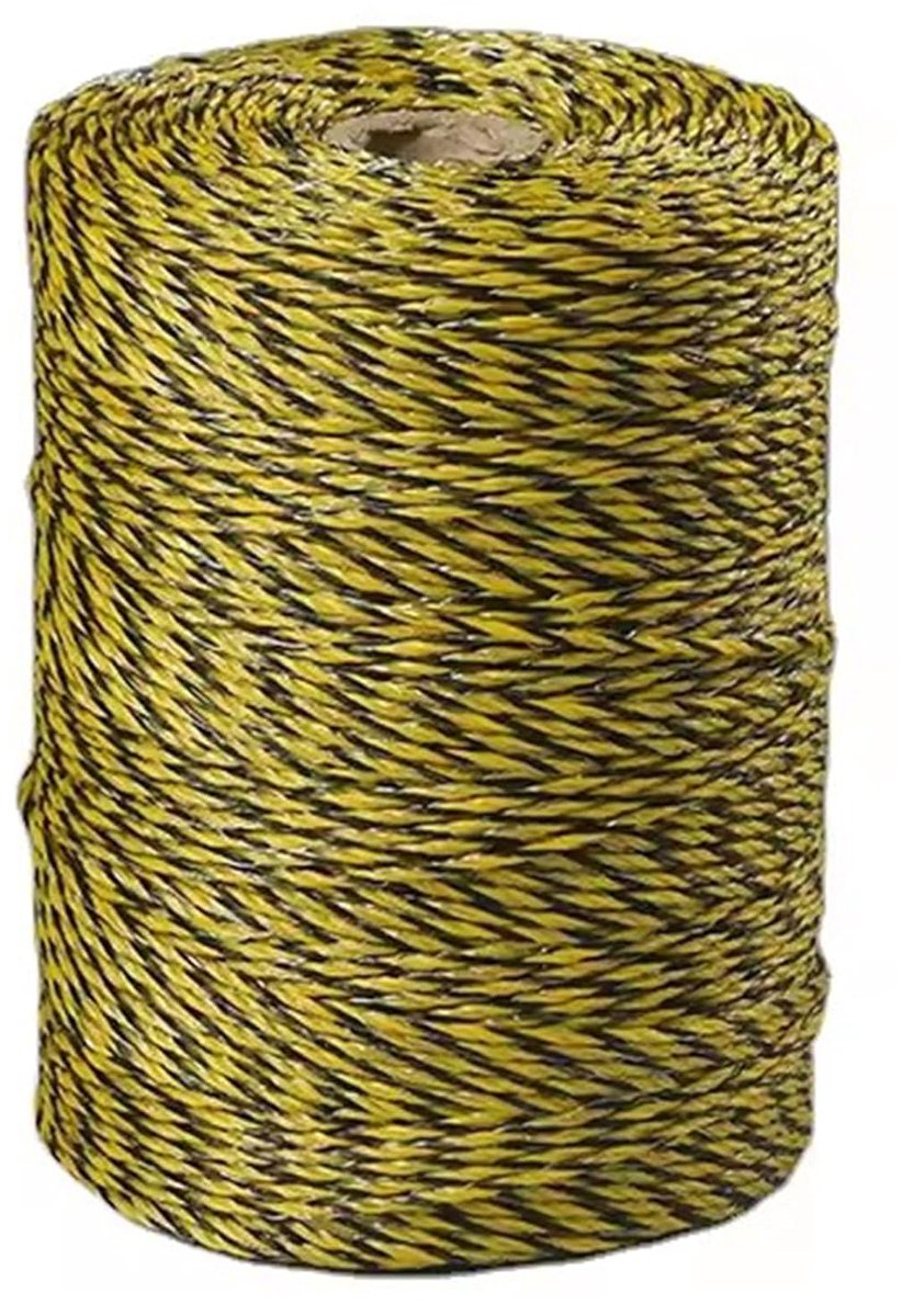 200 m Elektrisch hektouw, runderdraadhek, roestvrij staal, kabelkabel voor hek, accessoires voor elektrische omheining, geel + zwart, 200 m
