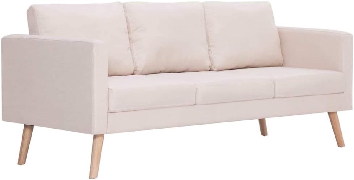 Slaapbank met rugkussens en zitkussen, ligstoel, 3-zitsbank, 168 x 70 x 73 cm (B x D x H), keukenbank, relax-sofa, bedbank, gestoffeerde bank, stoffen bank, stof, crème