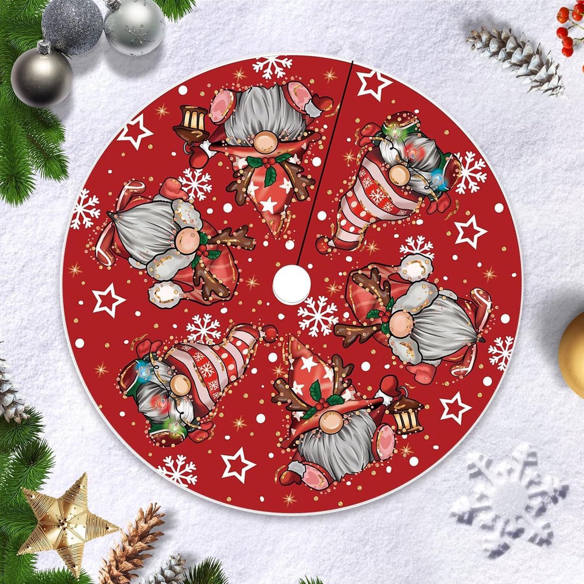 120 cm, rood, tapijt en tapijt voor decoratie, nieuwjaarsfeest (kerstkabouter)