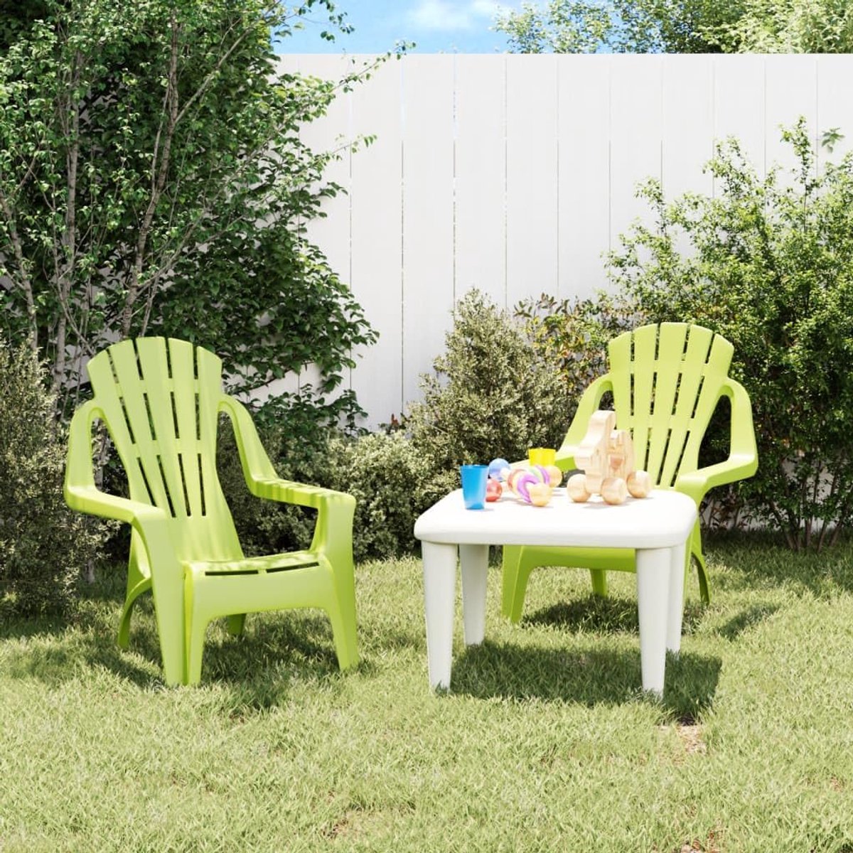 2 STK. Groen 37x34x44 cm PP houtlook, balkonstoelen terrasstoelen outdoor stoelen vrijetijdsstoelen voor terrassen, tuinen, terrassen