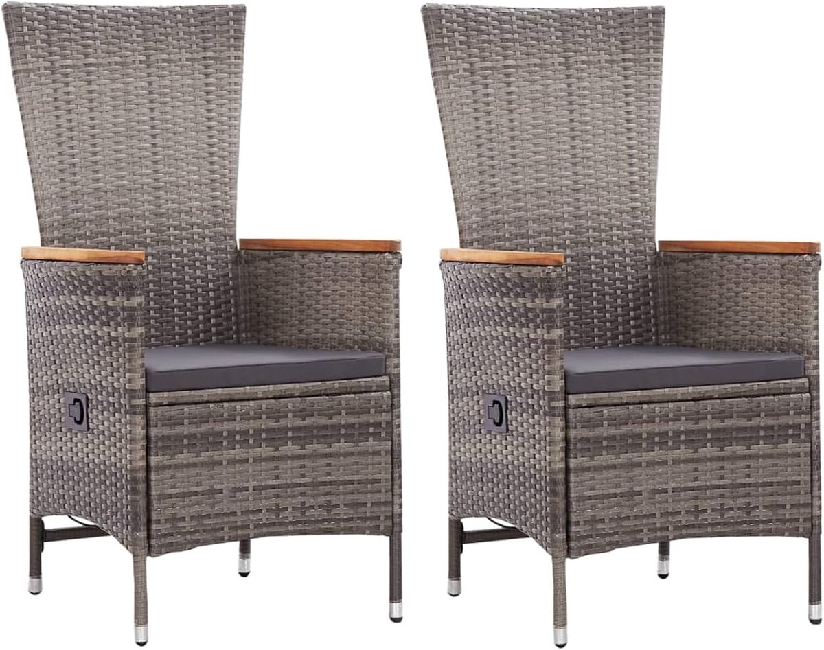 Tuinstoelen met kussens, balkonstoelen, tuinstoel, ligstoelen, balkonstoel, bistrostoel, terras, eetstoelen, stoelen, stoelen, balkonmeubels, terrasmeubels, tuinmeubelen, polyrotan, grijs