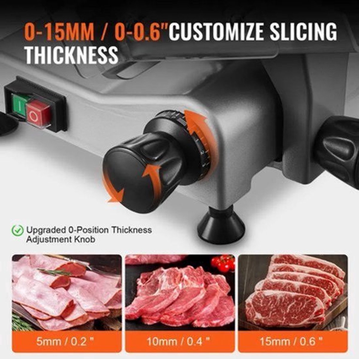 Vleessnijmachine - Vleessnijder - Snijmachine - Broodsnijmachine - Elektrische - 10 Inch Roestvrijstalen Mes - Allessnijder - Ingebouwde Slijpsteen – Instelbare Snijdikte 0-15 mm – Perfect voor Deli en Thuisgebruik