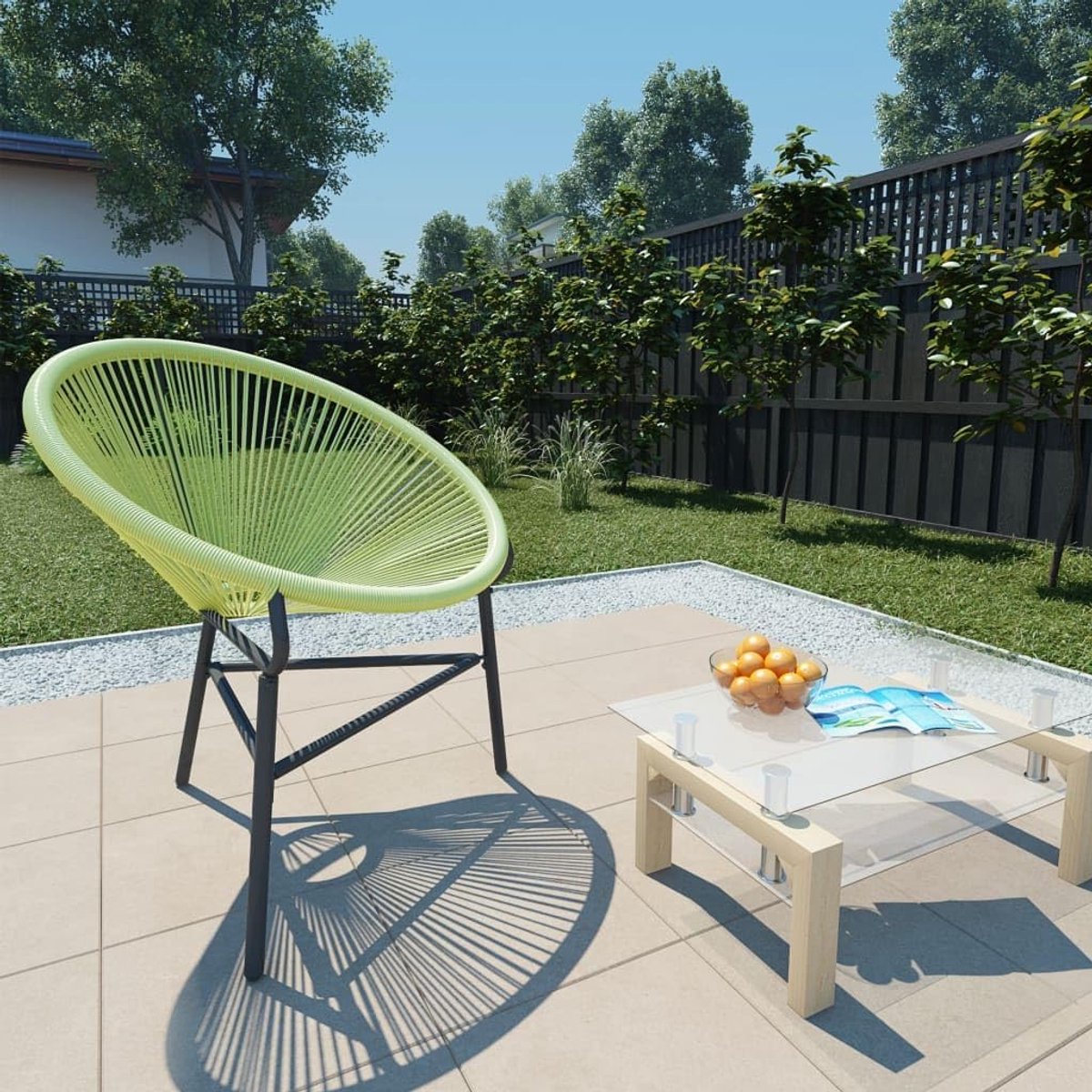 Buitenstoel van polyrotan, waterdicht, gepoedercoat stalen frame, stabiel en duurzaam, maximale draagkracht 110 kg, decoratie voor tuin en terras
