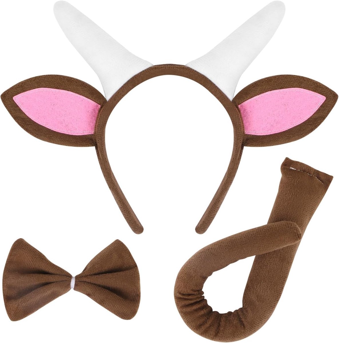 3-delige accessoires dierenkostuumset, kinderdierenkostuum, accessoires kostuum dier volwassenen, hoofdband stropdas en staart