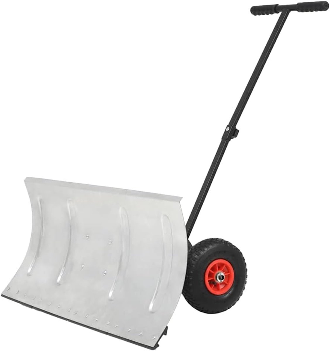 Sneeuwschuiver met wielen, 100 x 44 cm, verstelbare sneeuwschuiver voor opritten en trottoirs, robuuste stalen schuiver met ergonomische handgreep