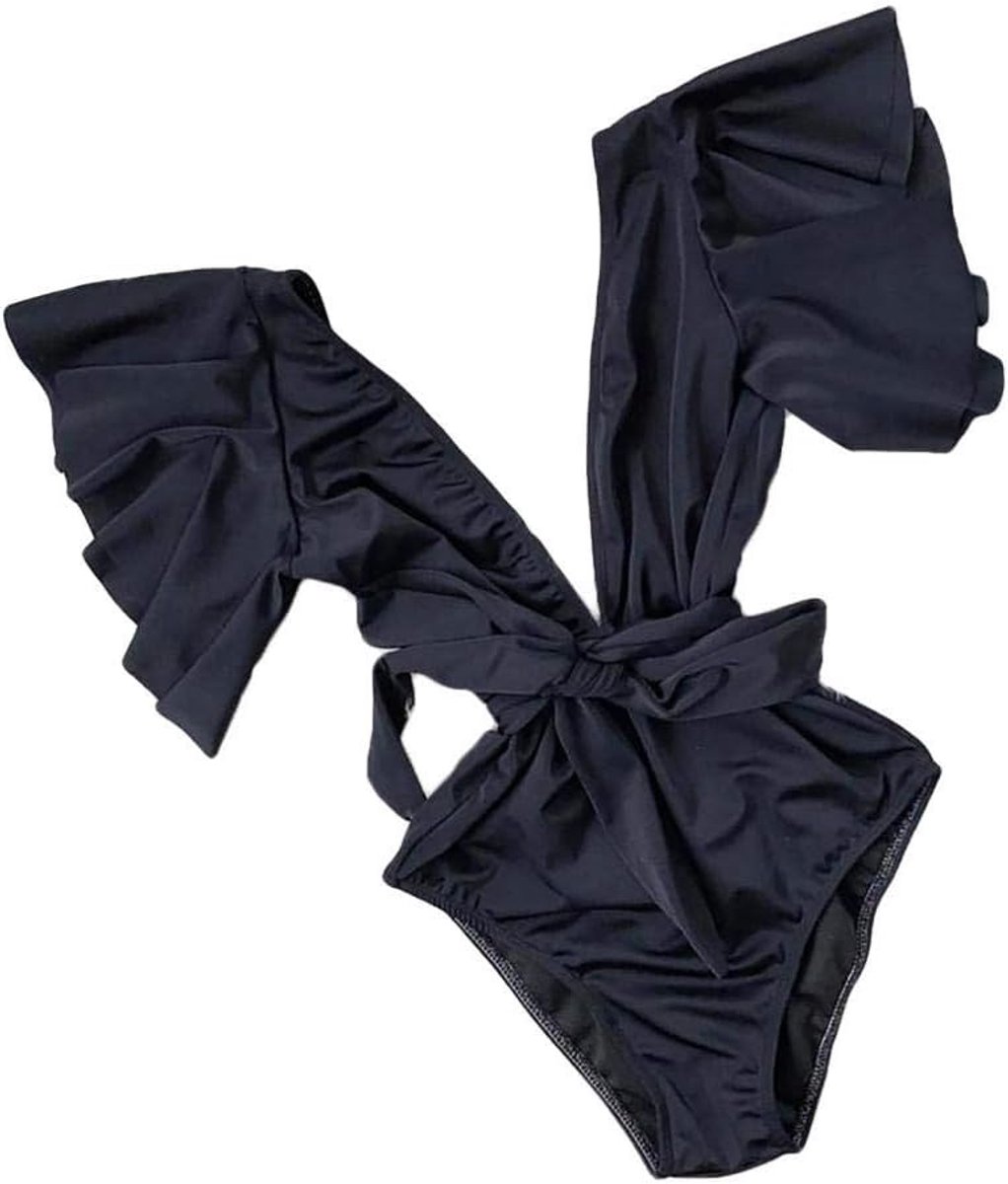 Lingerie Dameslingerie Print Badmode Diepe V-hals Ruches Badpak Badpak uit één stuk Strandkleding Rugloos