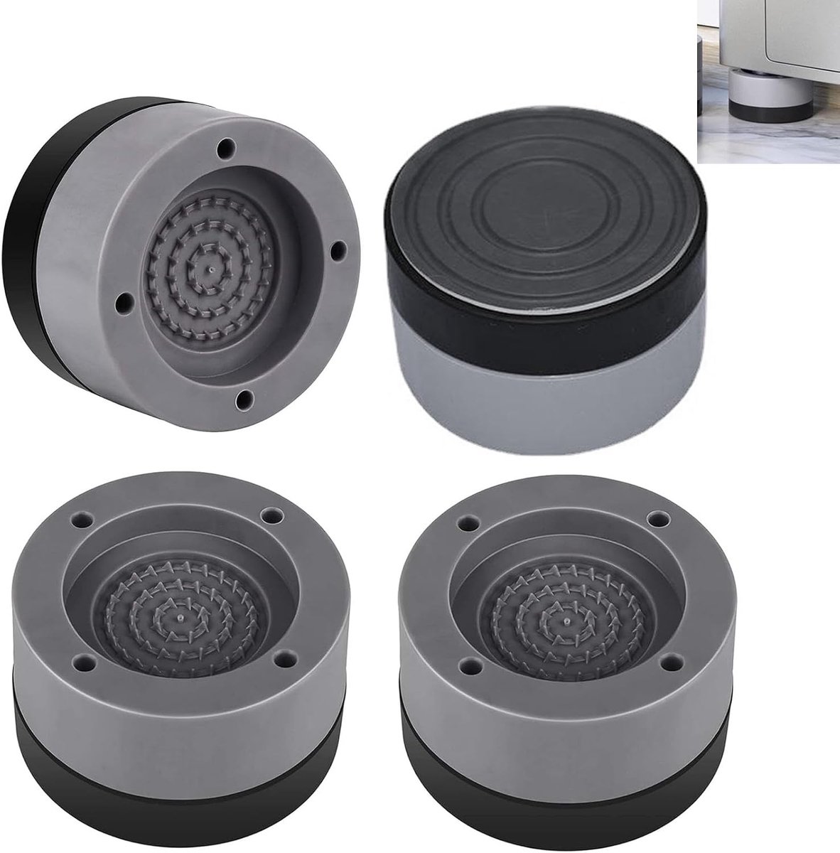 Wasmachine-voetkussens, 4 stuks anti-trillingspads, wasmachine voetkussen, antislip trillingsdemper, wasmachine anti-slip rubber, voor wasmachine, droger, grijs