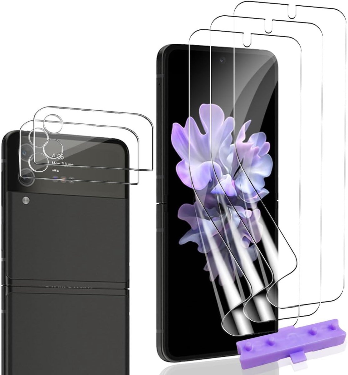 Beschermfolie voor Samsung Galaxy Z Flip 3 en pantserbescherming glas camerabescherming [3+2 stuks] - HD bubbelvrij / anti-kras zachte TPU folie, pantserfolie voor Samsung Galaxy Z Flip 3