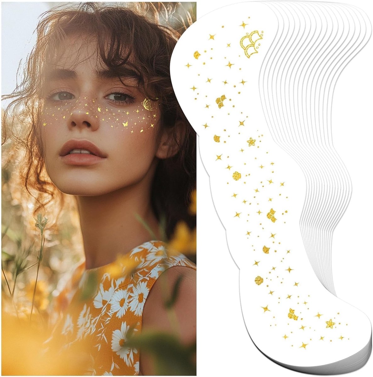 Glitter Festival Tattoos, 16 stuks gezicht dames accessoires outfit
