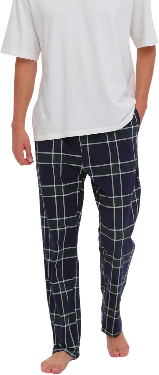 Pyjamabroek voor heren, comfortabele katoenen loungebroek, geruite pyjamabroek, nachtkleding, herenpyjamabroek