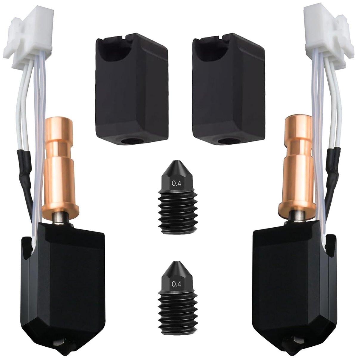 2-pack 3D Printer Upgrade Snel verwarmend Kobra S1 Extruder Keramisch verwarmingsbuis Printkop, Cobra S1 Combo Kit bevat 2 verbeterde Hot Ends en 2 geharde stalen 0,4 mm Nozzles en 2 siliconen