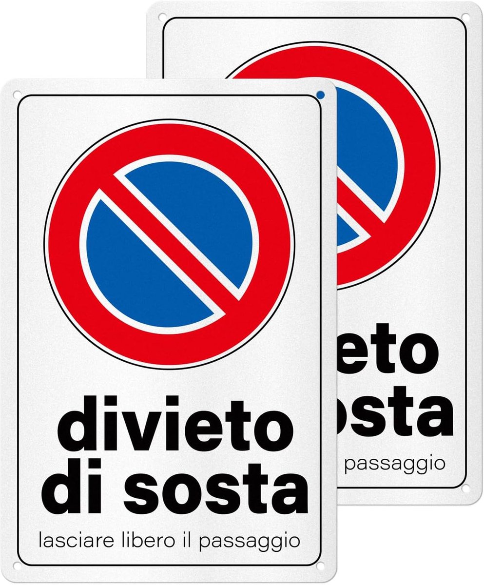 2 stuks parkeerverbodsplaatje laat de doorgang van aluminium voor buiten, metaal, 20 x 30 cm