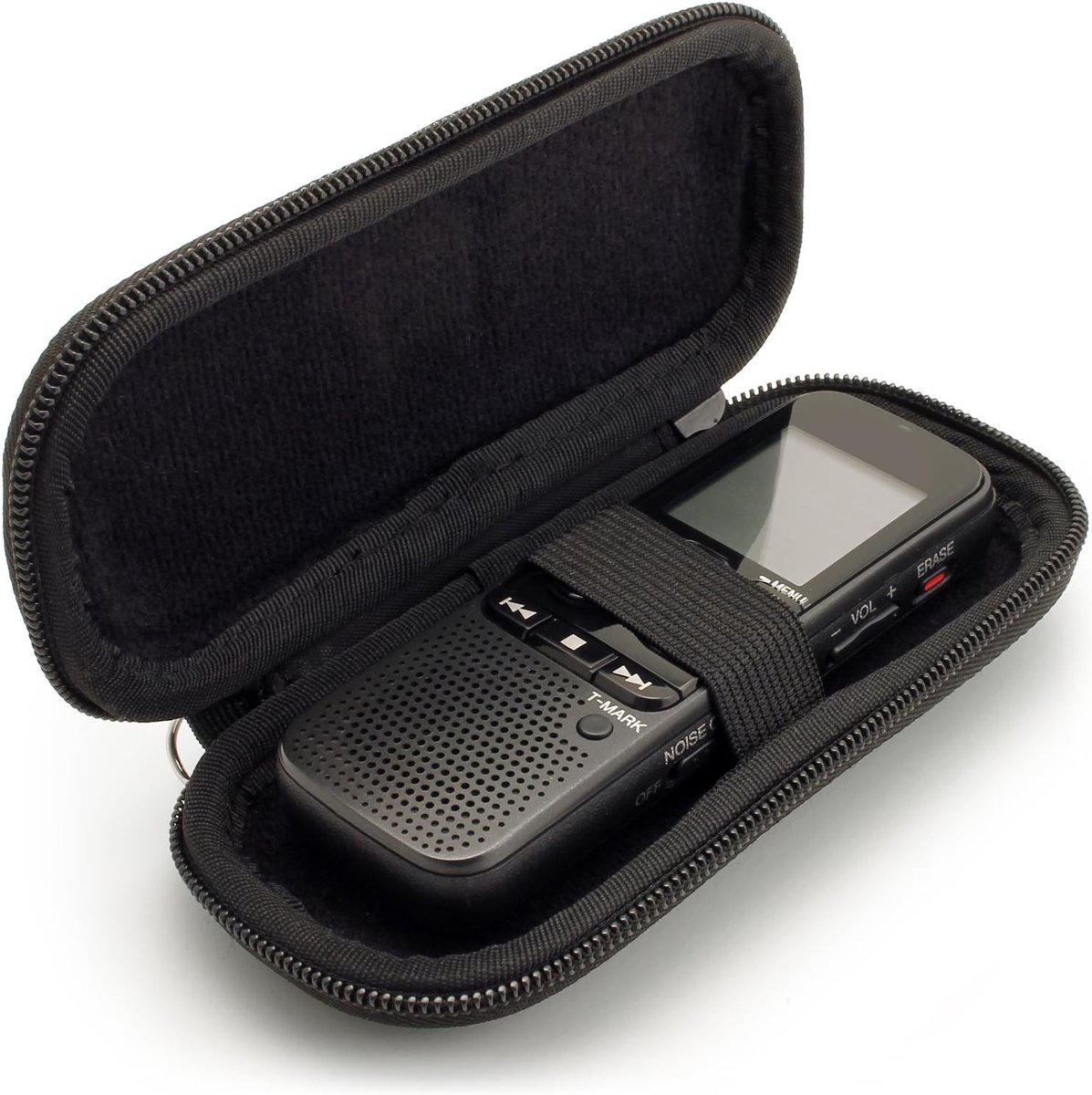 IGadgitz U6584 zwarte EVA harde hoes met ritssluiting voor digitale spraakrecorder (interne afmetingen: 125 x 50 x 22 mm)