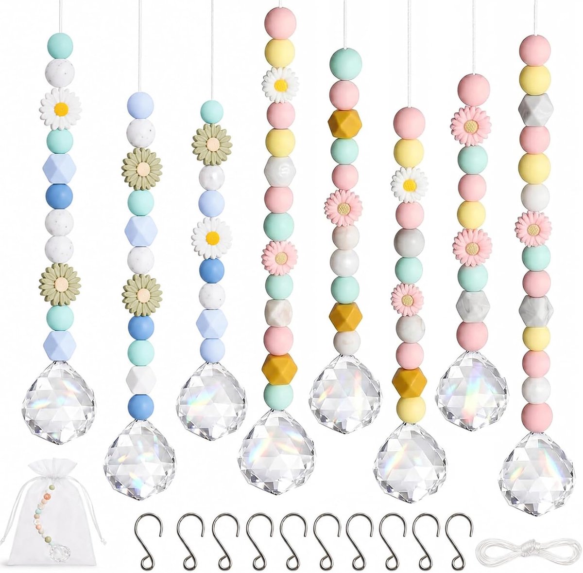 Zonnevangers knutselset, Suncatcher knutselset met K9 kristallen prisma's om op te hangen voor kinderverjaardag, tuin en huis (mix)