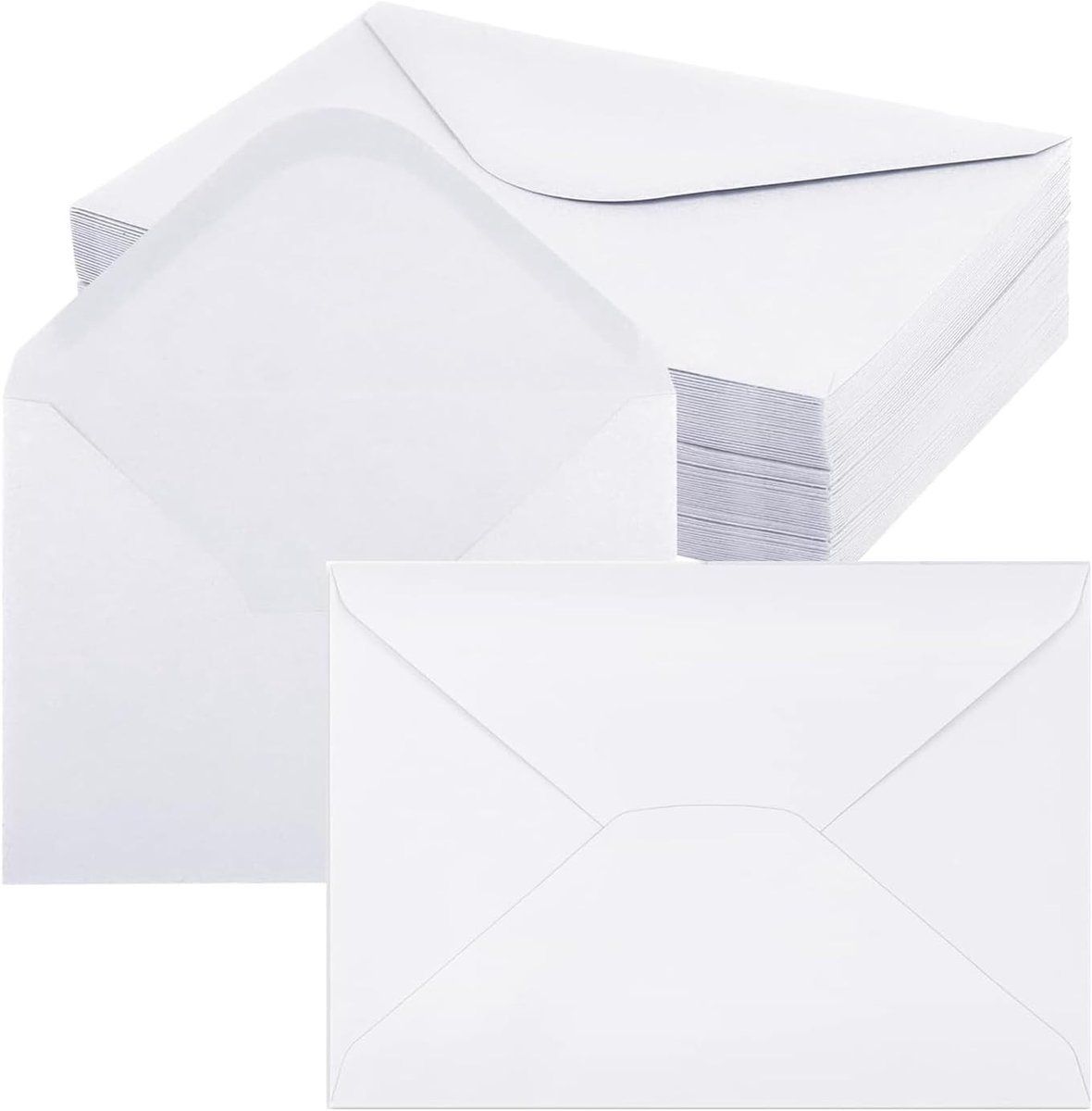Nat klevende enveloppen, vintage kraftpapier, enveloppen, 100 stuks, kraftpapier, natuurlijke zelfklevende enveloppen voor wenskaarten en uitnodigingen, wit
