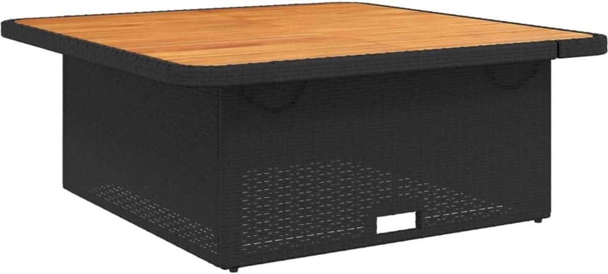 Generic In Hoogte Verstelbare Tuintafel, Terrastafel, Balkontafel, Rotan Tafel, Salontafel, Tuinmeubeltafel, Tuineettafel, Poly Rotan en Acaciahout, Grijs en Bruin (80x80x71 cm) (110x110x71cm)