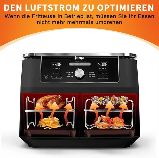Accessoireset voor Ninja Foodi AF300EU AF400EU, 10 stuks airfryer-accessoires voor 7,6 - 9,5 l Ninja Dual Airfryer, inclusief Airfryer-accessoires, siliconen vorm, rekken en — afbeelding 4