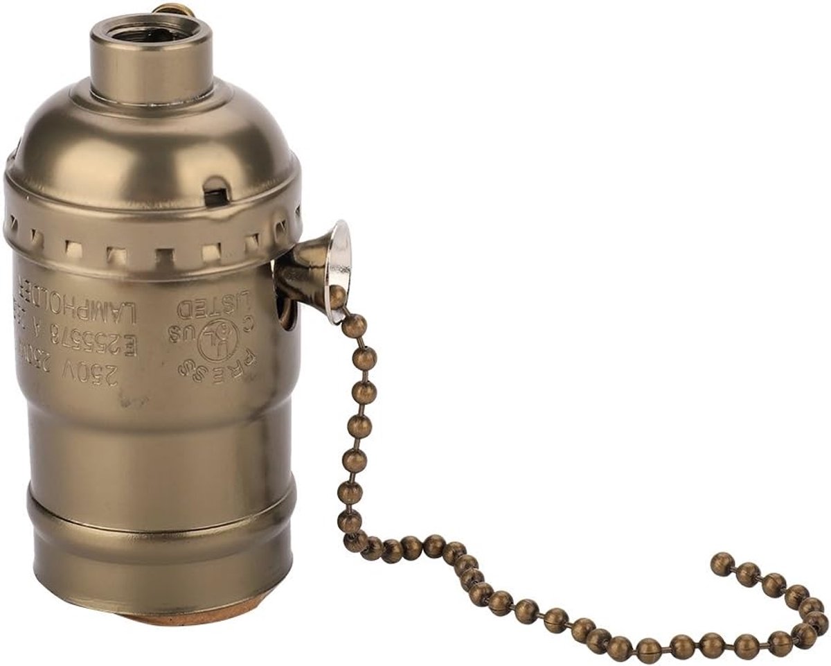 Gloeilamphouder, Lamphouder E27, Lampfitting Met Trekkoord Tafellamp, Brons