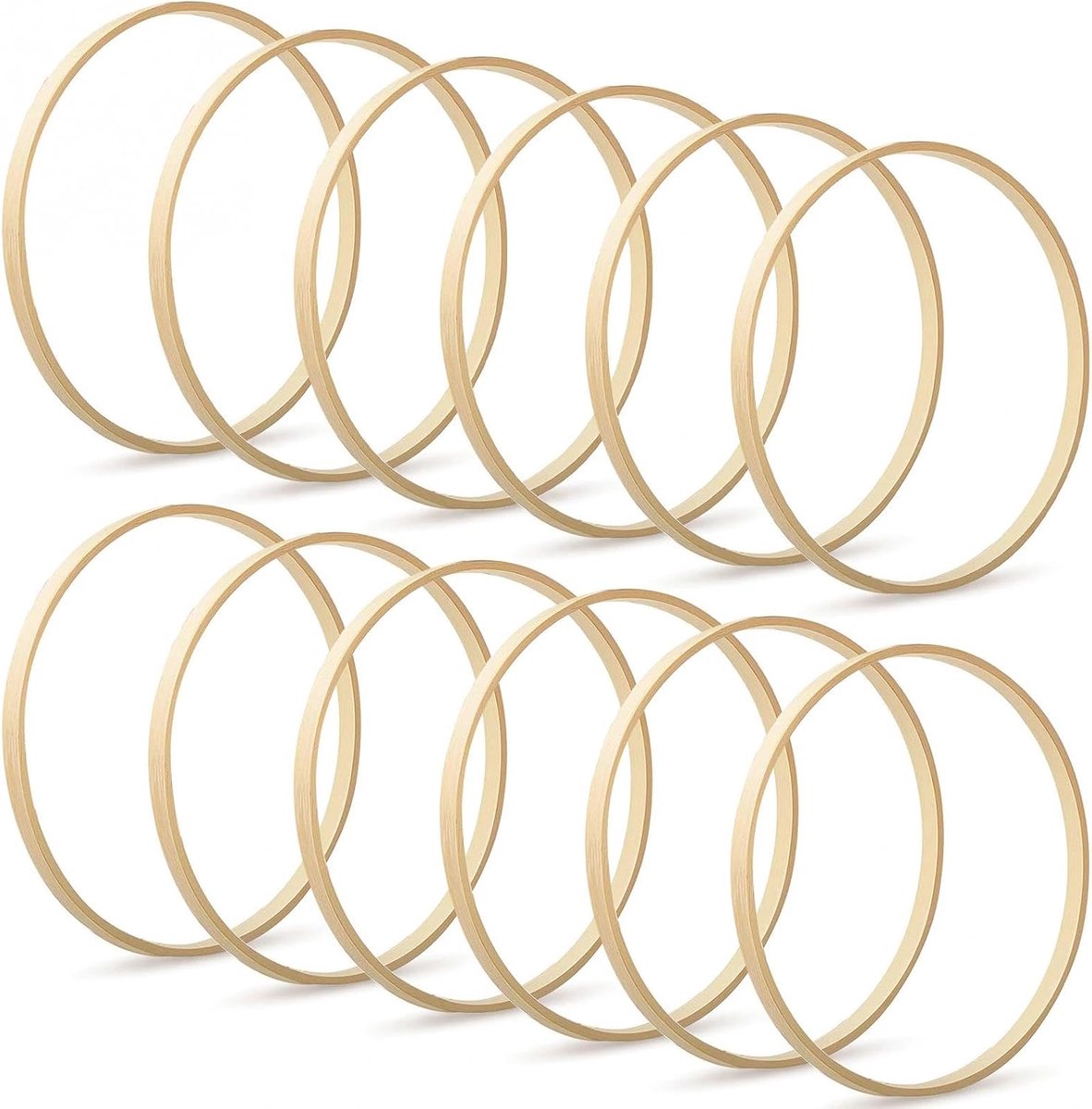 12 stuks houten ringen 15 cm voor makramee, bloemenkrans, trouwkrans, wanddecoratie en DIY ambachten - natuurlijke bamboe ringen voor dromenvangers en bloemstukken