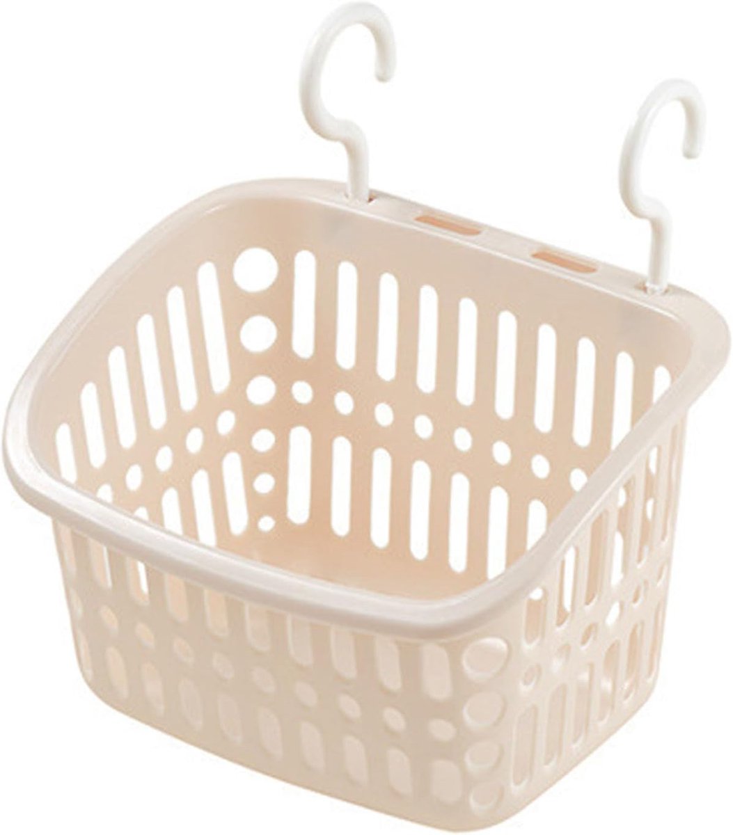 Doucheplank, hangende doucheplanken van kunststof, badkameraccessoires met afneembare haken voor het opbergen van badkamer, woondecoratie (beige)