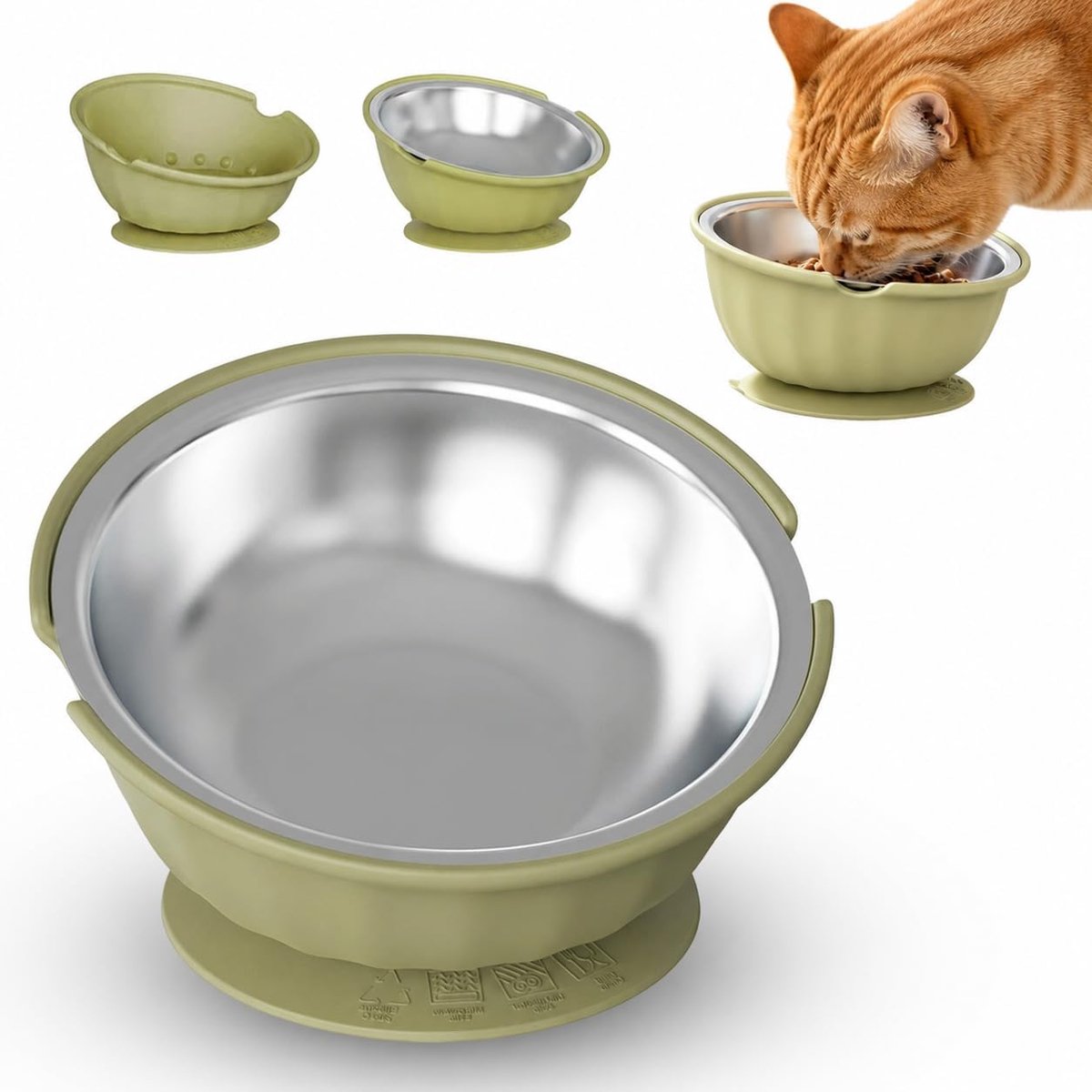 Kattenbak | 15° voerbak met zuignap voor katten