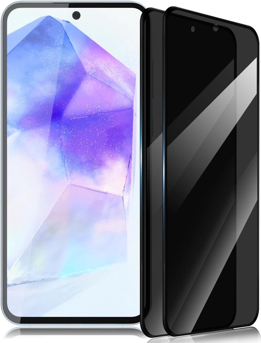 Beschermfolie voor Samsung Galaxy A55 5G, pantserglas, pantserglas, hardheidsgraad 9H, krasbestendig, privacyscherm, pantserbescherming, privacy, anti-spy displaybescherming, 2 stuks