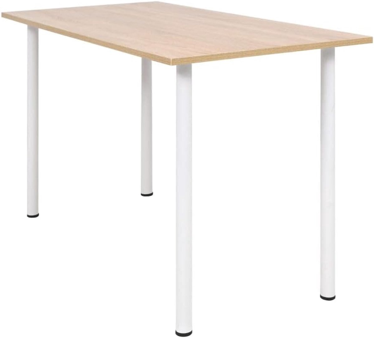 Hout en staal moderne eetkamertafel 120x60x73 cm eikenkleur en wit
